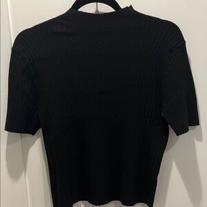 a new day Black Ribbed Short-Sleeve Lightweight Knit Top